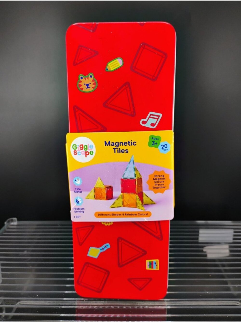 Gigglescape Magnetic Tiles 20-Piece Set In Tin Case For Ages 3+